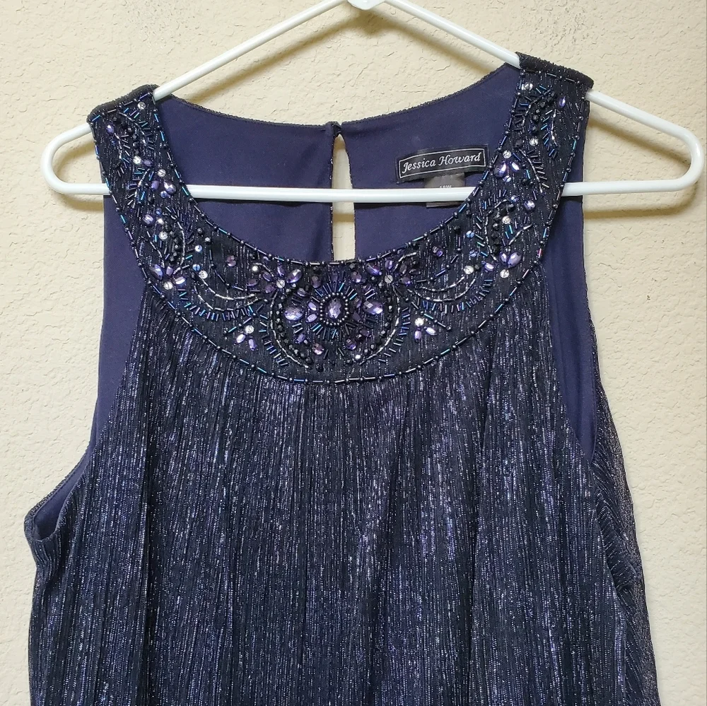 Jessica Howard Blue Metallic Cocktail Dress. Size 18W - Picture 3 of 9